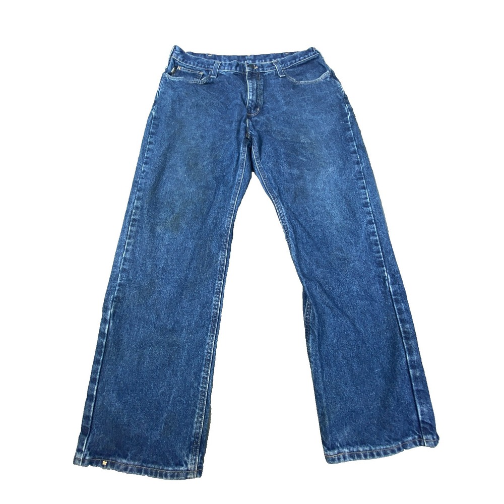 Carhartt Jeans Fits 32x28 Blue Straight Relaxed Workwear Denim Flame Resistant